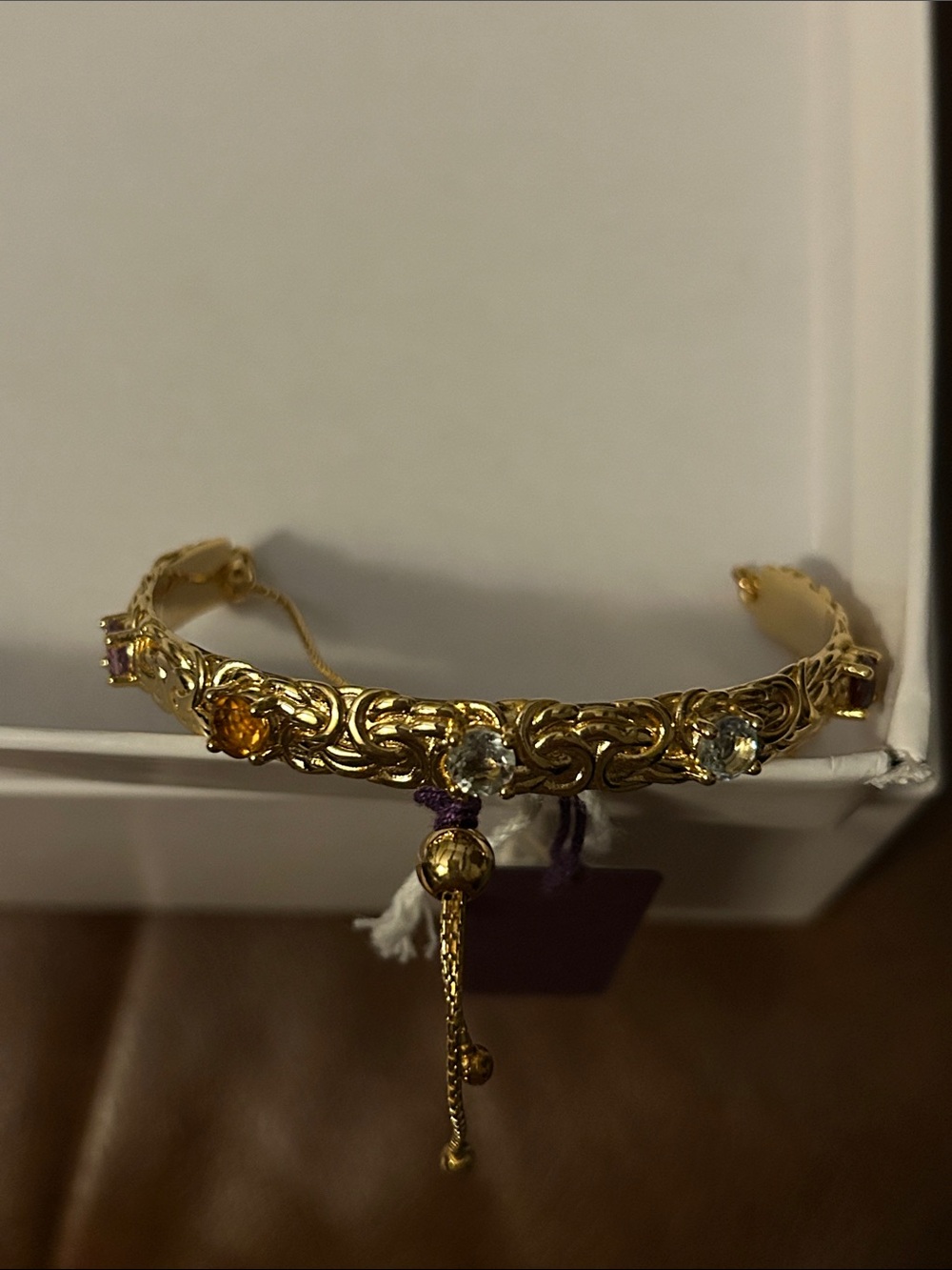 Donna Gemma adjustable multi gem Byzantine Bolo bracelet.